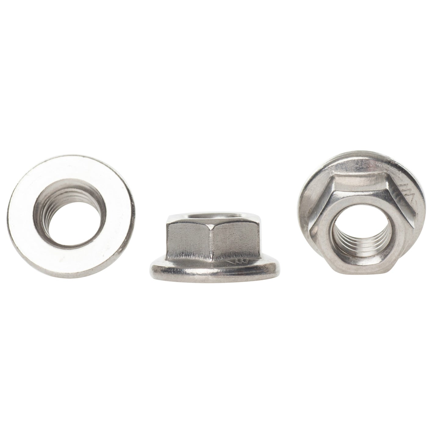 A2 Stainless Steel Hexagon Non Serrated Flanged Nuts DIN 6923 - M3 (3mm)