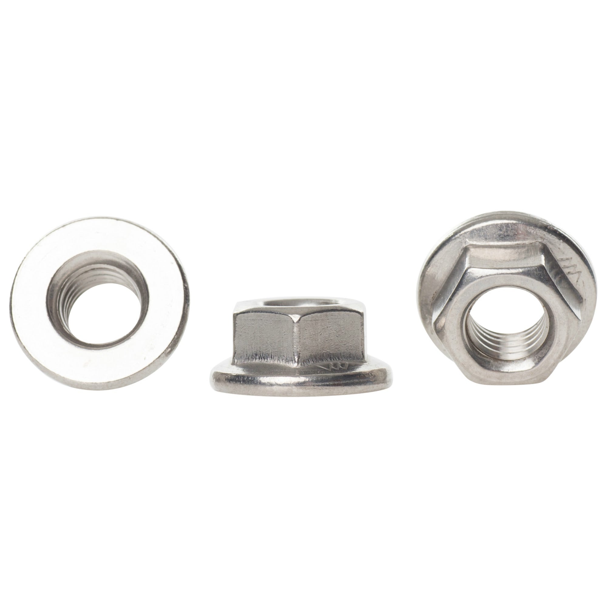 A2 Stainless Steel Hexagon Non Serrated Flanged Nuts DIN 6923 - M12 (12mm)