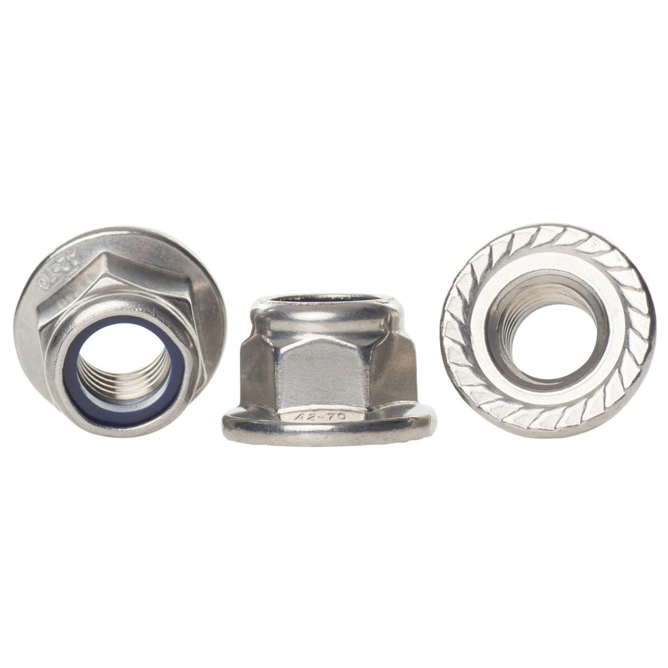 A2 Stainless Steel Hexagon Serrated Flanged Nyloc Nuts DIN 6926 - M8 (8mm)