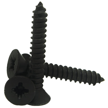 4.8mm black zinc plated steel pozi countersunk self tappers DIN 7982z