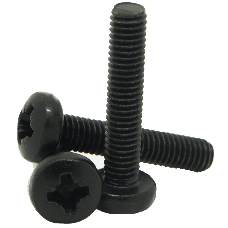 M6 black zinc plated steel pozi pan head machine screws DIN 7985z
