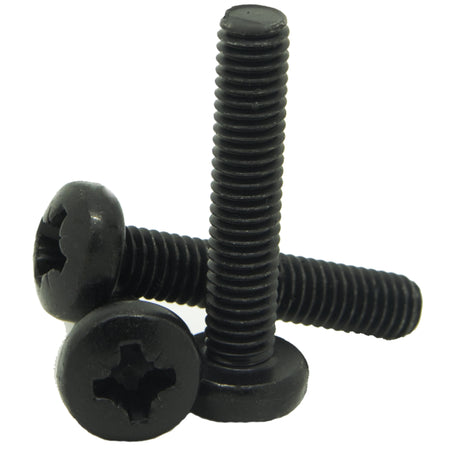 M4 black zinc plated steel pozi pan head machine screws DIN 7985z