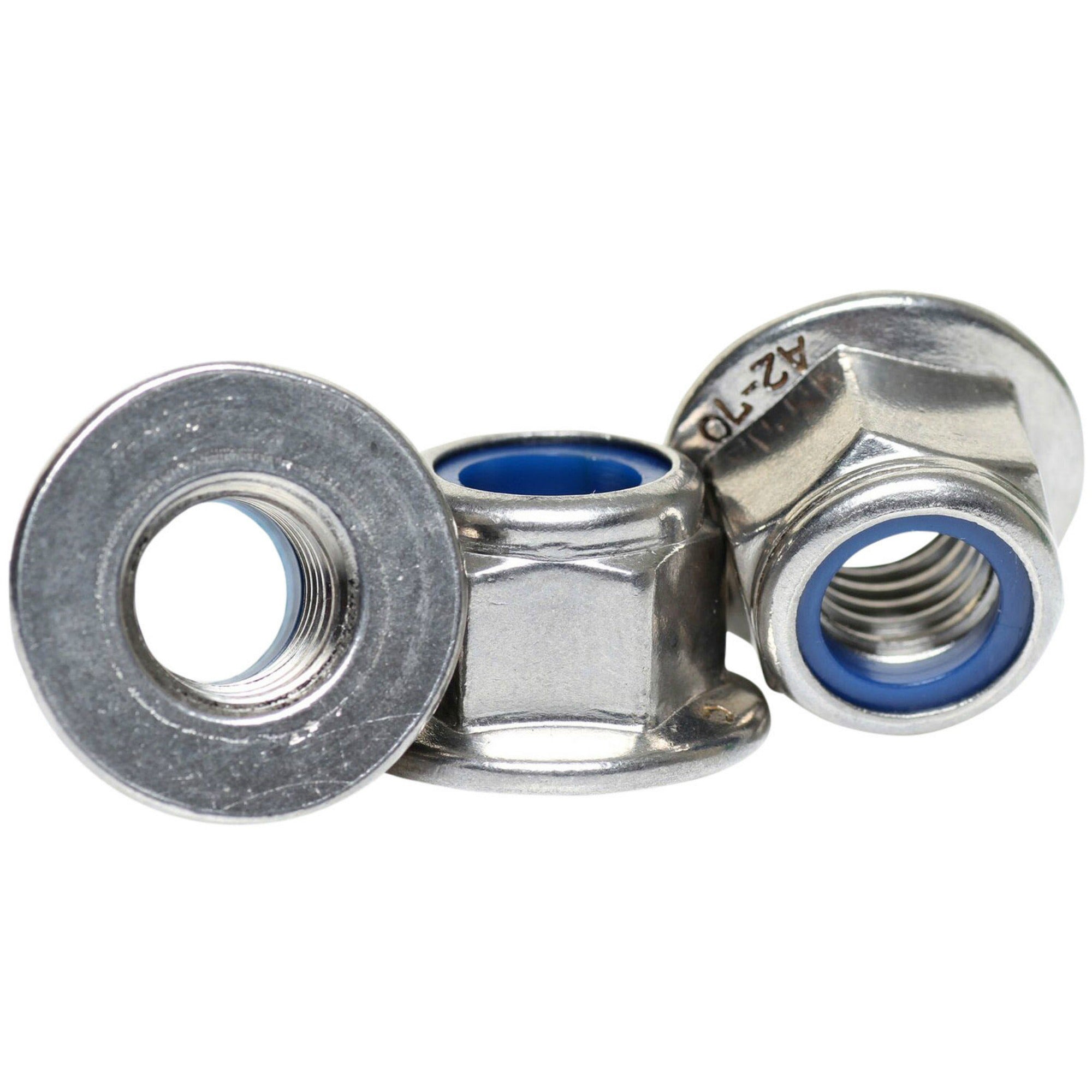 A2 Stainless Steel Hexagon Flanged Nyloc Nuts DIN 6926 - M10 (10mm)